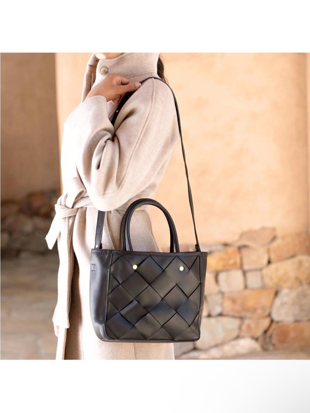 NEW Nisolo Handwoven Carry-All Satchel in Black - Picture 12 of 15